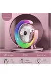 Masaüstü Vantilatör Usb Şarjlı Rgb Led Işıklı 3 Kademeli 180° Ayarlanabilir Soğutucu Fan Pembe-1