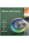 Masaüstü Vantilatör Usb Şarjlı Rgb Led Işıklı 3 Kademeli 180° Ayarlanabilir Soğutucu Fan Yeşil-2