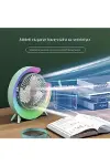 Masaüstü Vantilatör Usb Şarjlı Rgb Led Işıklı 3 Kademeli 180° Ayarlanabilir Soğutucu Fan Mavi-5