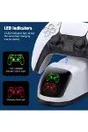 PS5 DualSense Uyumlu Çiftli Şarj İstasyonu Hızlı Şarj Standı LED Şarj Göstergeli-2
