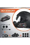 Y20 2x 1000M Telsiz Mesafeli 2 Kişi Bağlantılı Bluetooth Kask Kulaklık Fenerli İntercom-5