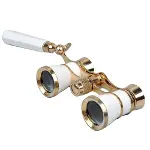 Nefis Işlemeli, Tiyatro / Opera Dürbünü 3x25 Prinç Metal Kaplamalı Retro Beyaz-2