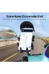 Ayna Bağlantılı Güneş ve Yağmur Korumalı 360° Derece Ayarlanabilir Motosiklet Telefon Tutucu-5