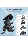 Ayna Bağlantılı Güneş ve Yağmur Korumalı 360° Derece Ayarlanabilir Motosiklet Telefon Tutucu-7