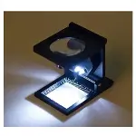 28x28 Mm Katlanır Sayaçlı Metal Lüp, 2 Led Işıklı Büyüteç Tekstil Th9005a-3