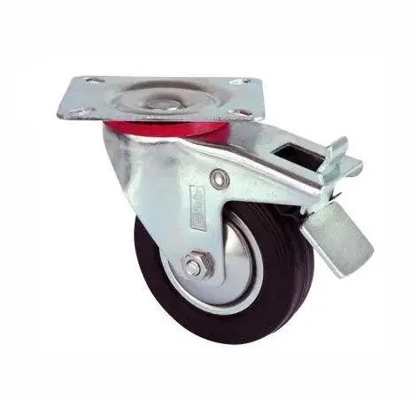 Servis Tekeri - Tablalı Frenli Siyah Döner - Çap 80 Mm