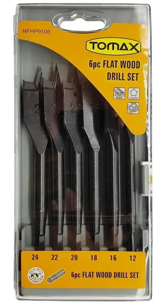 Yaprak Ahşap Matkap Ucu Takımı 12-24 Mm - 6 Parçalı