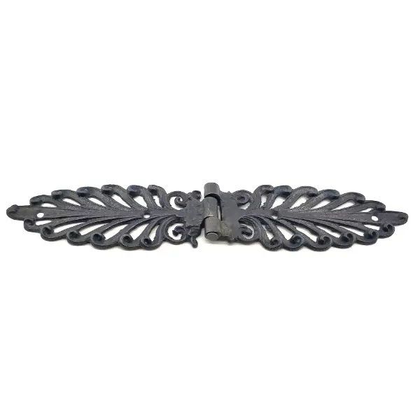Antika Tarz Dekoratif Pirinç Yaprak Desenli Menteşe - 55x265 Mm, Oksit