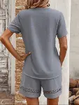 Kadın Kısa Kollu V Yakalı Bluz Ve Short Ikili Takım-2