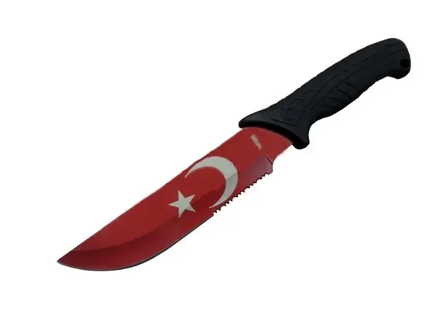Ayyıldız Mf032 Rd Kırmızı Av Bıçağı 31cm - Testere Detaylı Bıçak, Kılıflı, Plastik Sap
