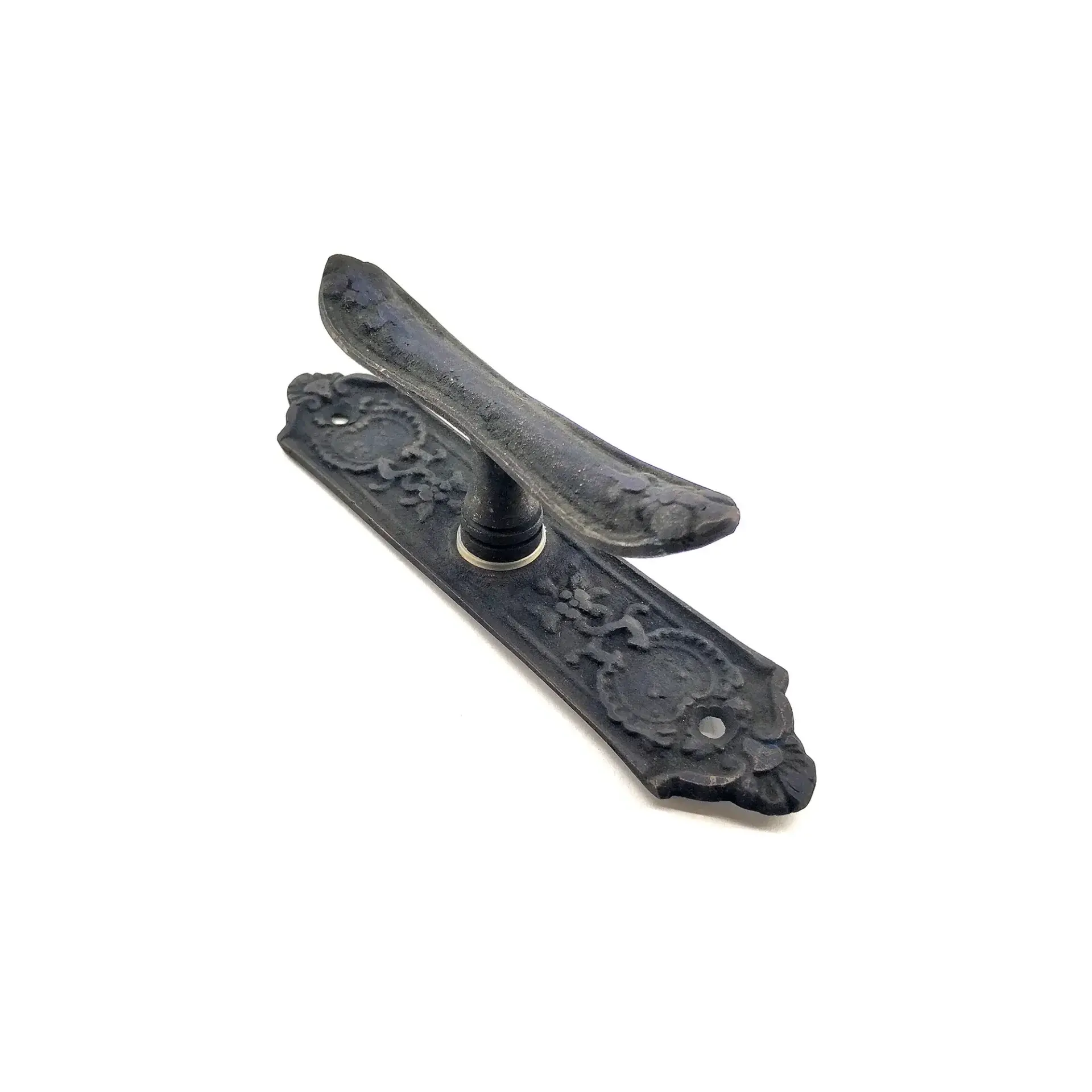 Antika Tarz Dekoratif Pirinç Çiçekli Pencere Kolu - 165x38 Mm, Oksit