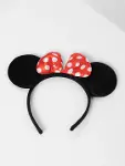 Kırmızı Fiyonklu Minnie Mouse Taç Fare Tacı Kafa Bandı-3