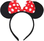 Kırmızı Fiyonklu Minnie Mouse Taç Fare Tacı Kafa Bandı-6
