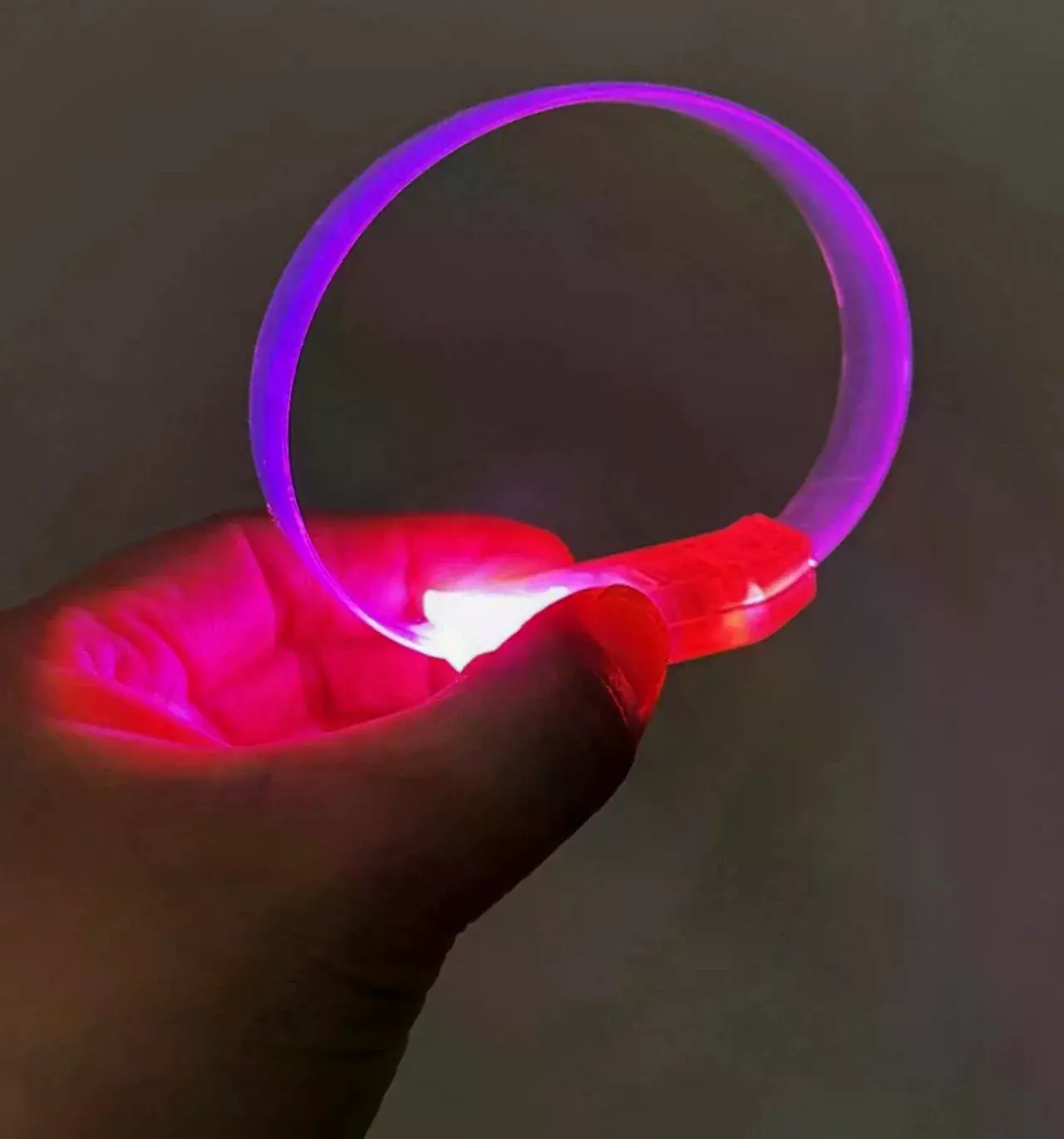 3 Modlu Pilli LED Işıklı Esnek Parti Bilekliği Pembe