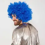 Mavi Renk Kıvırcık Afro Bonus Peruk-3