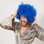 Mavi Renk Kıvırcık Afro Bonus Peruk-1