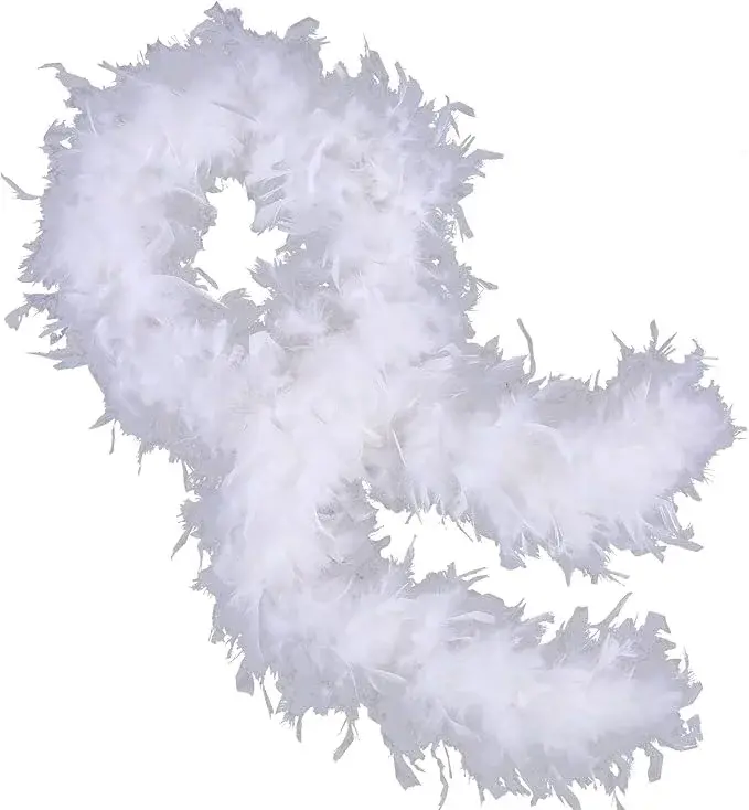 Beyaz Renk Kabarık Kalın Otriş Boa Tüy 6 Cm Genişlik 180-200 Cm Uzunluk