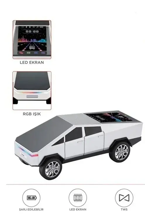 D68 Cyber Model Araba Tasarımlı Bluetooth Hoparlör 15w Güçlü Ses Rgb Led /tws/usb Beyaz