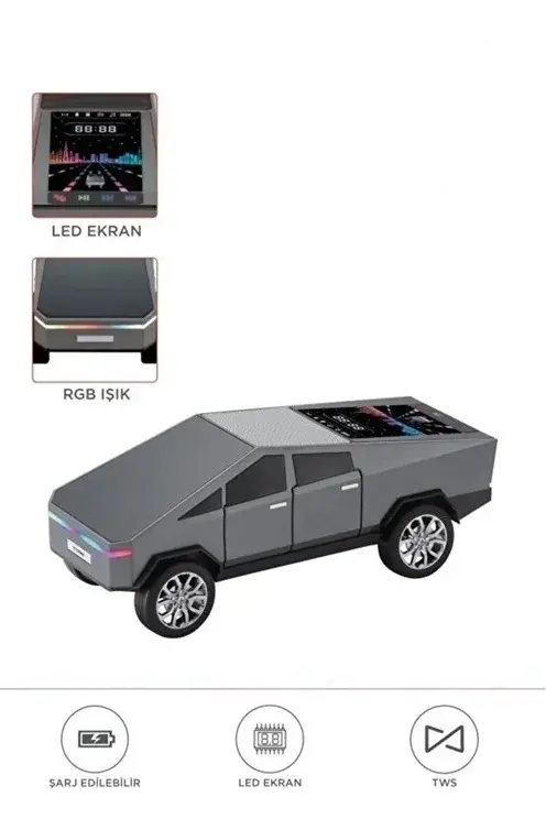 D68 Cyber Model Araba Tasarımlı Bluetooth Hoparlör 15w Güçlü Ses Rgb Led /tws/usb Gri