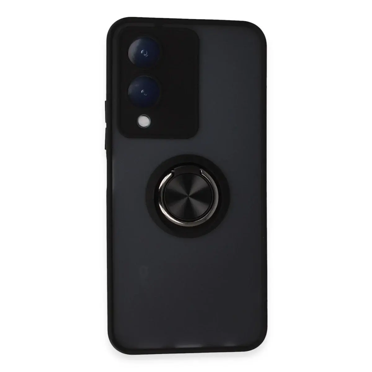 Vivo Y17s Kılıf Montreal Yüzüklü Silikon Kapak - Siyah