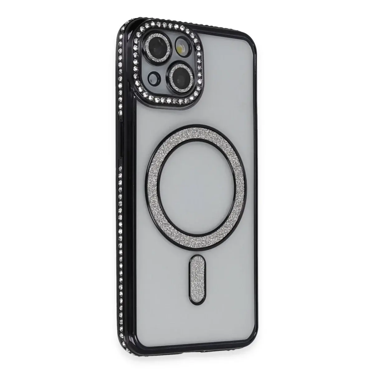 İphone 13 Kılıf Joke Simli Magneticsafe Kılıf - Siyah