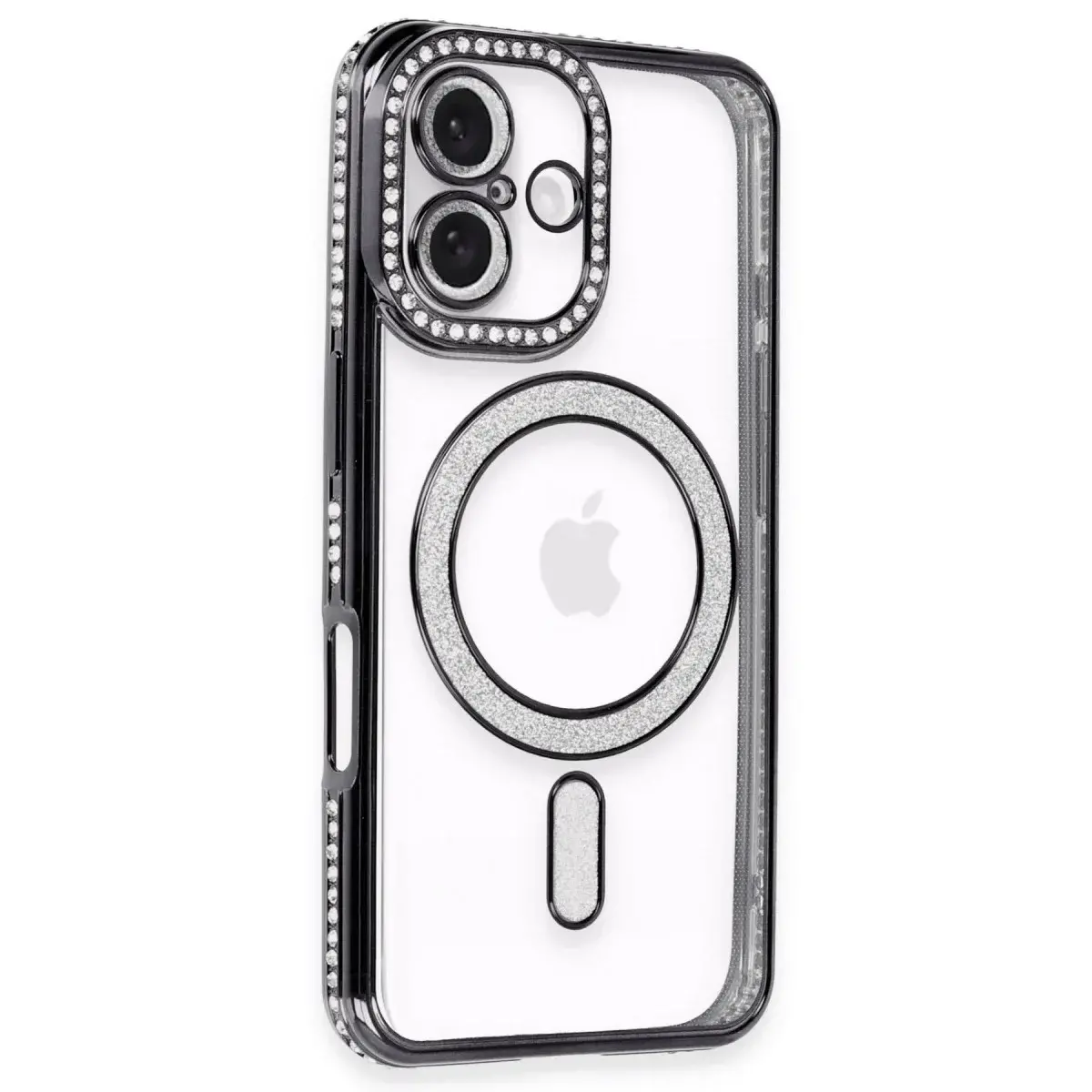 İphone 16 Kılıf Joke Simli Magneticsafe Kılıf - Siyah