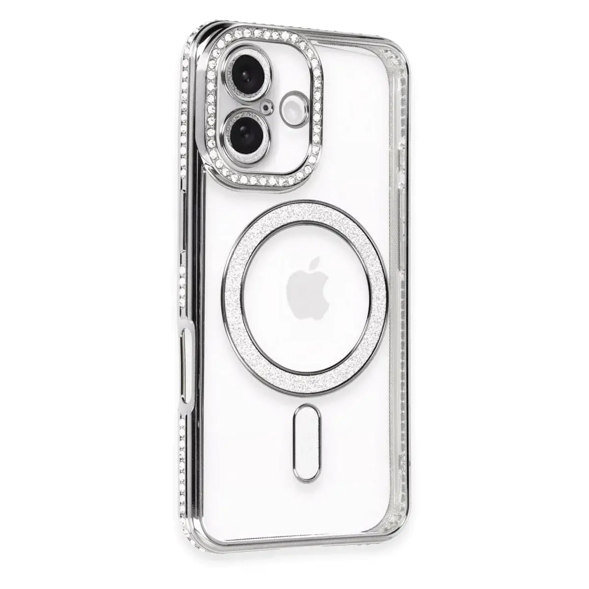 İphone 16 Kılıf Joke Simli Magneticsafe Kılıf - Gri