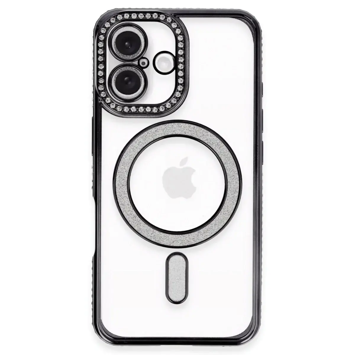 İphone 16 Plus Kılıf Joke Simli Magneticsafe Kılıf - Siyah