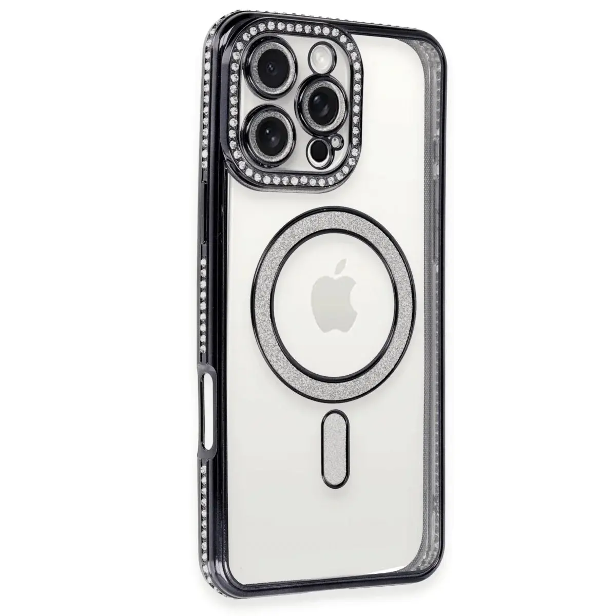İphone 16 Pro Max Kılıf Joke Simli Magneticsafe Kılıf - Siyah
