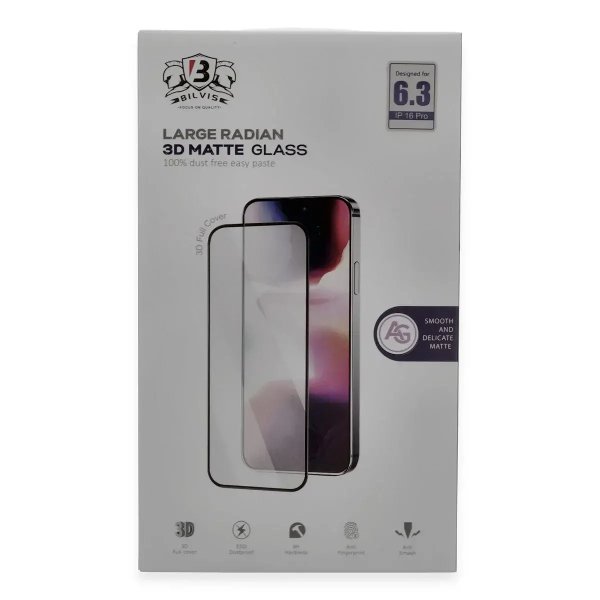 İphone 16 Pro Bilvis 3d Mat Cam Ekran Koruyucu