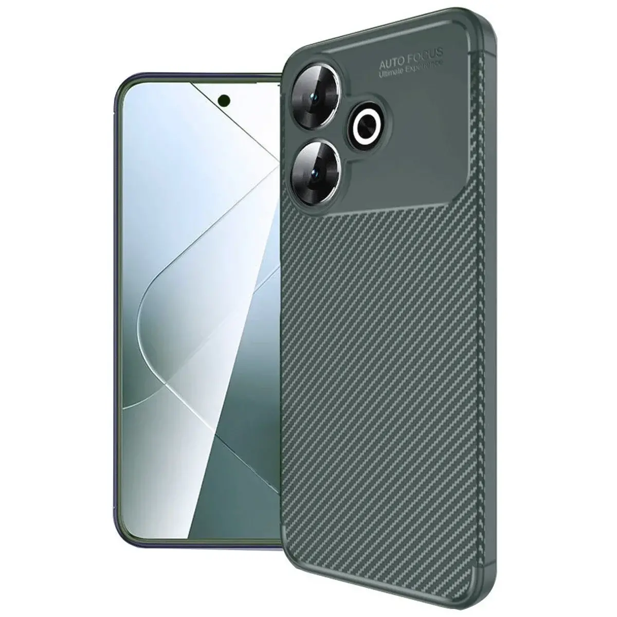Xiaomi Redmi 13 4g Kılıf Auto Focus Karbon Kapak - Koyu Yeşil