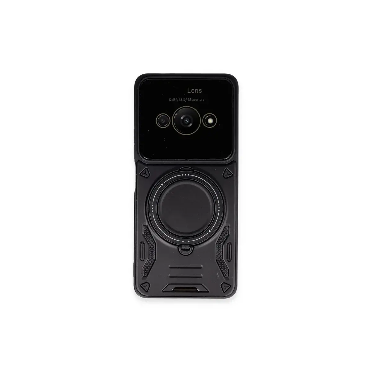 Xiaomi Poco C61 Kılıf Joy Lens Standlı Kapak - Siyah