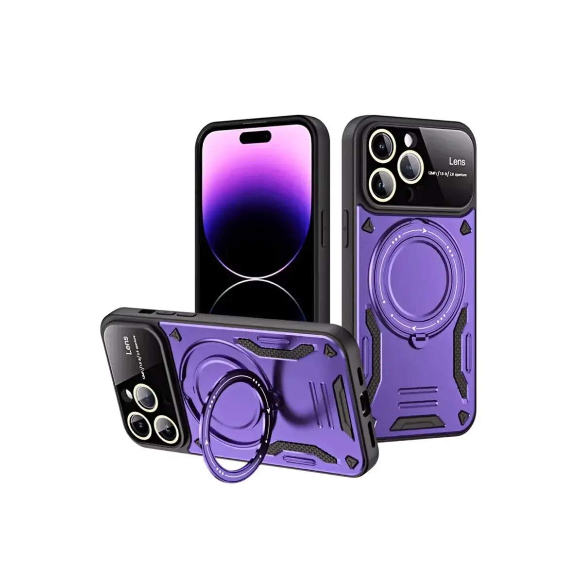 İphone 16 Pro Kılıf Joy Lens Standlı Kapak - Mor