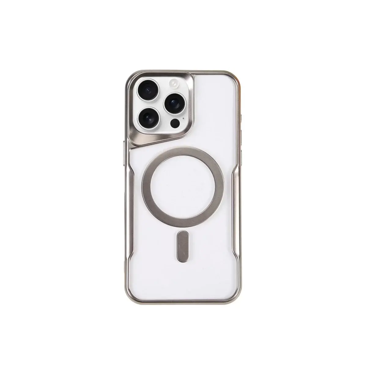 İphone 15 Pro Max Kılıf Boyi Magsafe Silikon Kapak - Gümüş