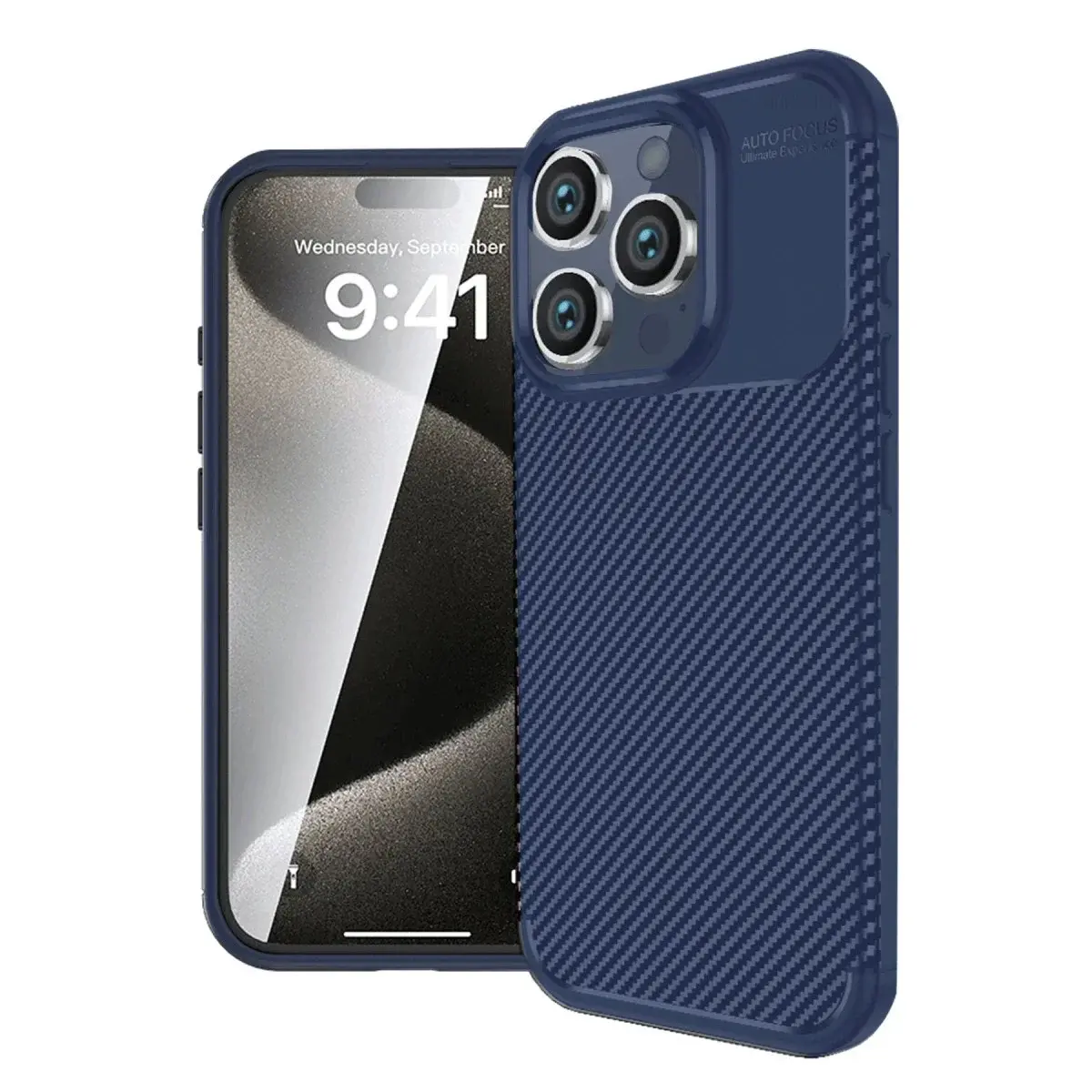İphone 16 Pro Kılıf Auto Focus Karbon Kapak - Lacivert