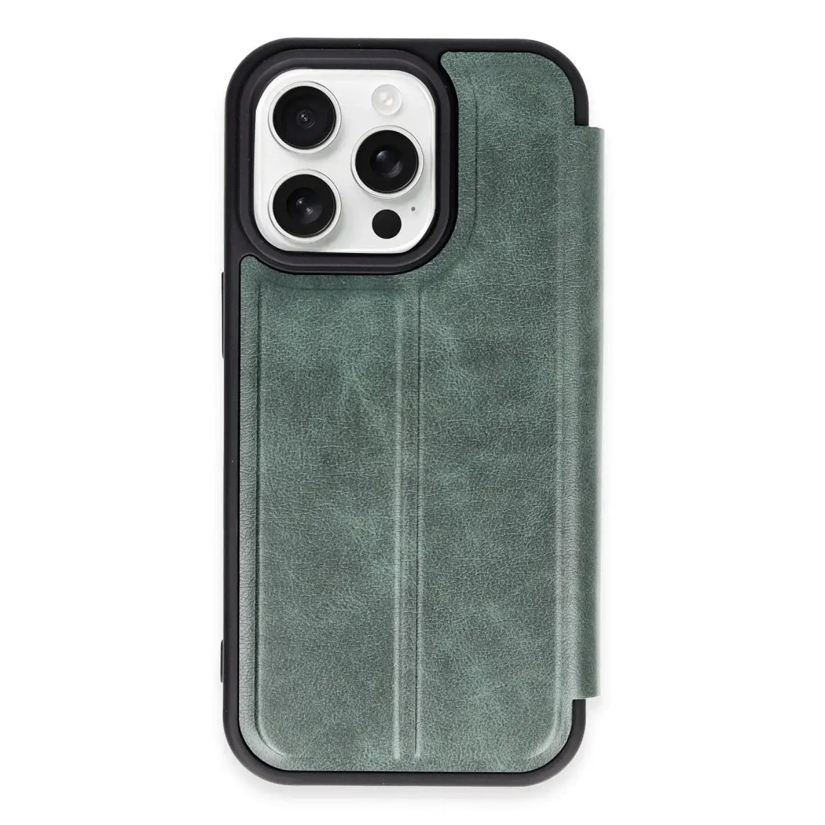 İphone 14 Pro Max Kılıf Flip Cover - Koyu Yeşil