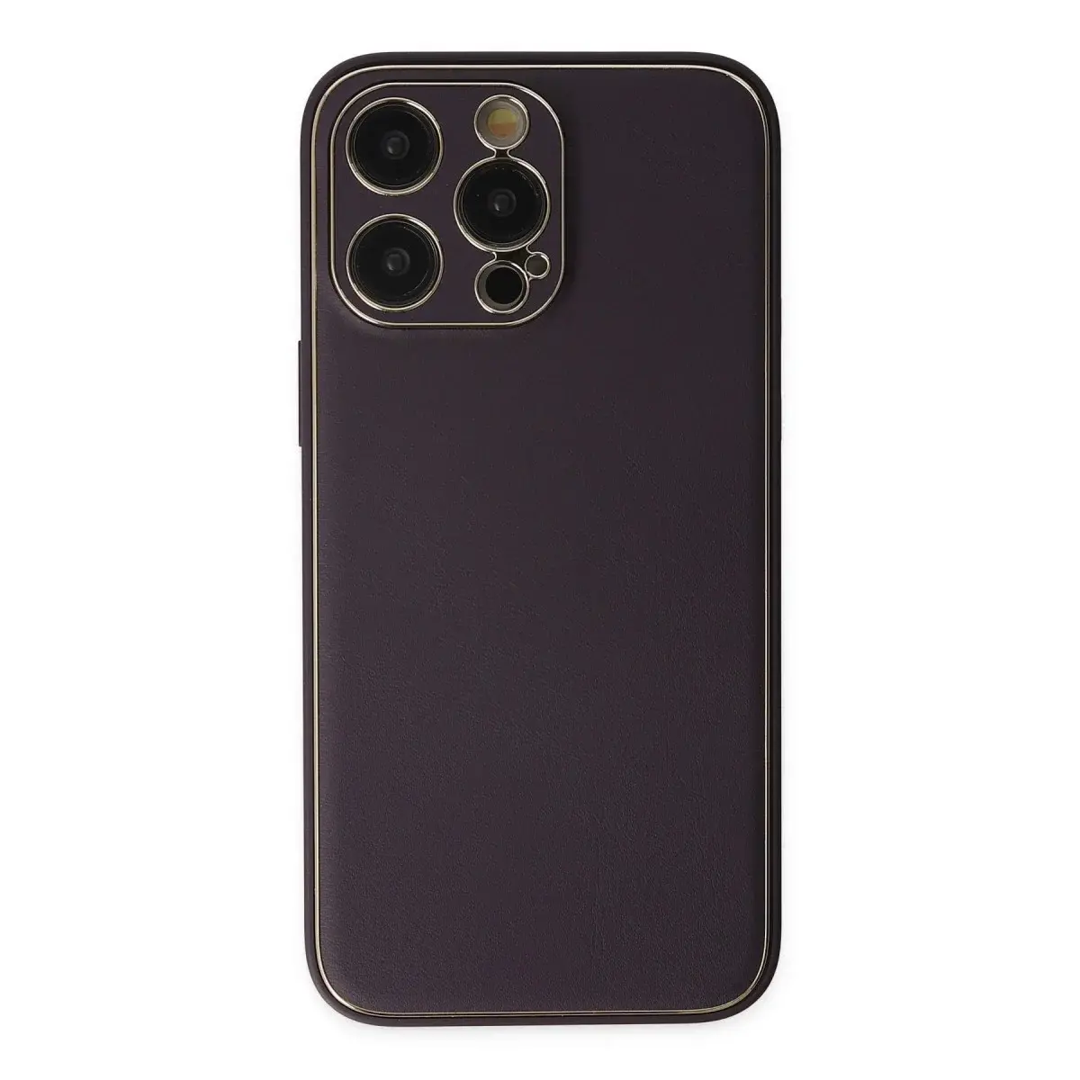 İphone 13 Pro Kılıf Coco Deri Silikon Kapak - Derin Mor