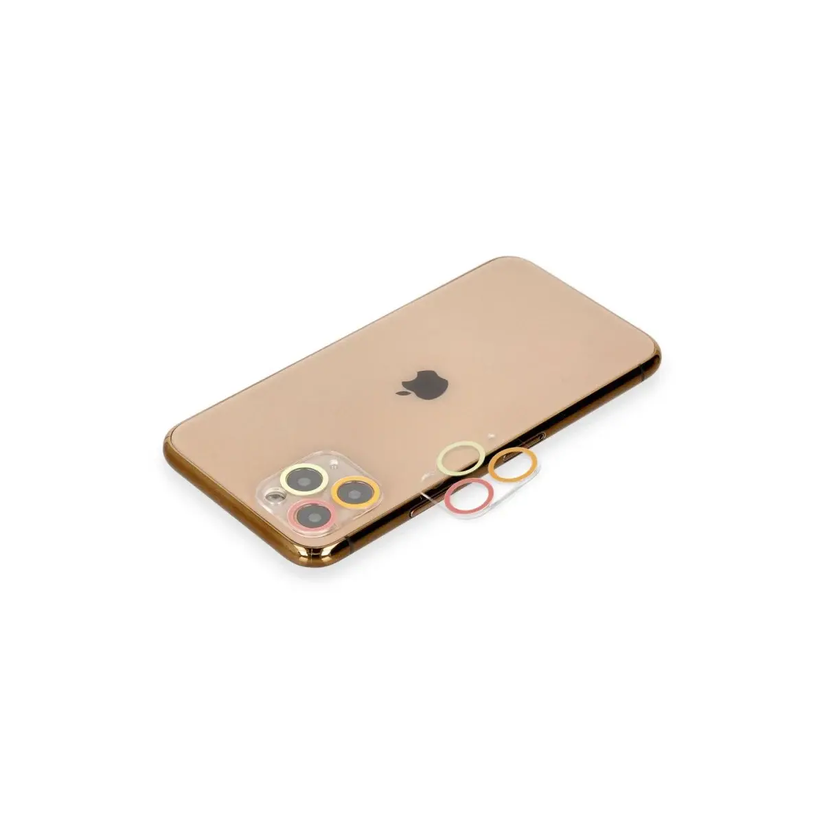 İphone 11 Pro Renkli Kamera Lens Koruma Cam - Turuncu-kırmızı