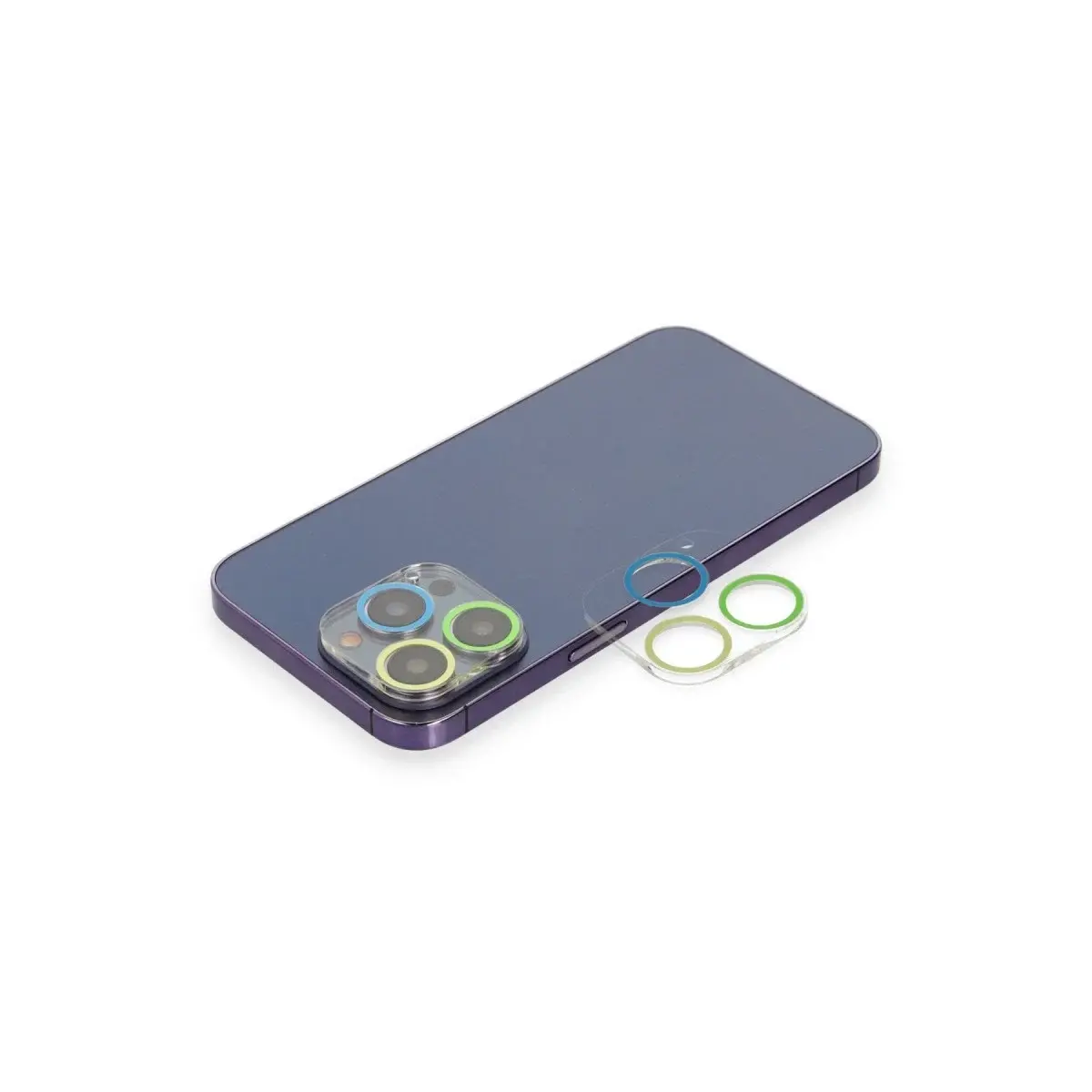 İphone 12 Pro Renkli Kamera Lens Koruma Cam - Yeşil-sarı