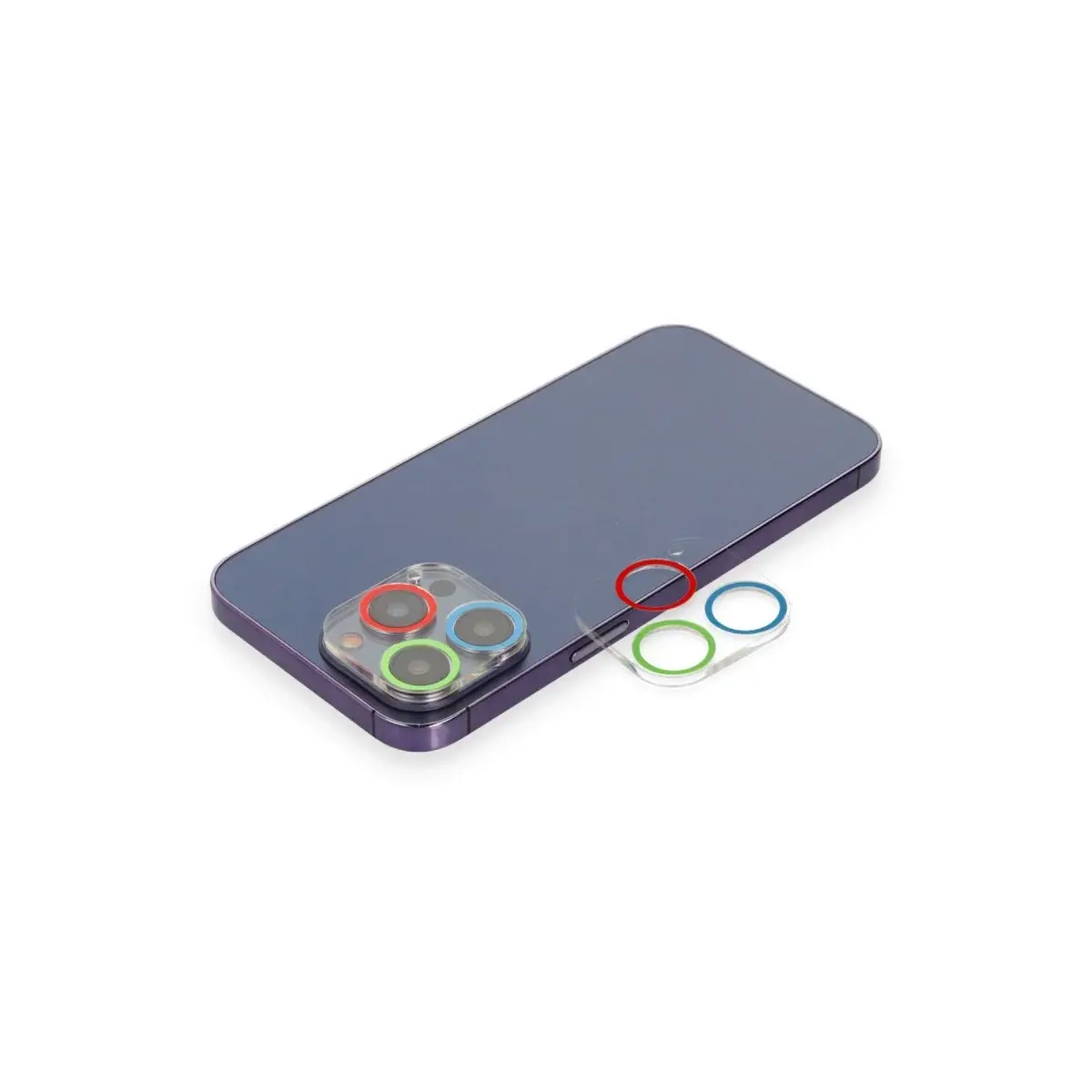 İphone 12 Pro Renkli Kamera Lens Koruma Cam - Mavi-yeşil