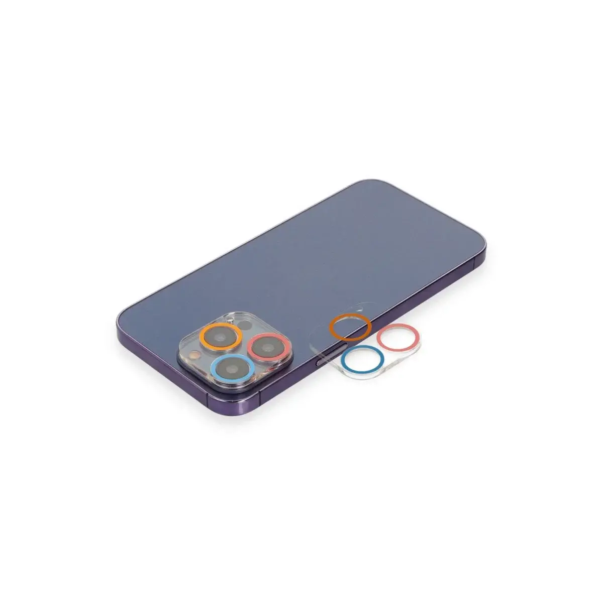 İphone 12 Pro Max Renkli Kamera Lens Koruma Cam - Pembe-mavi