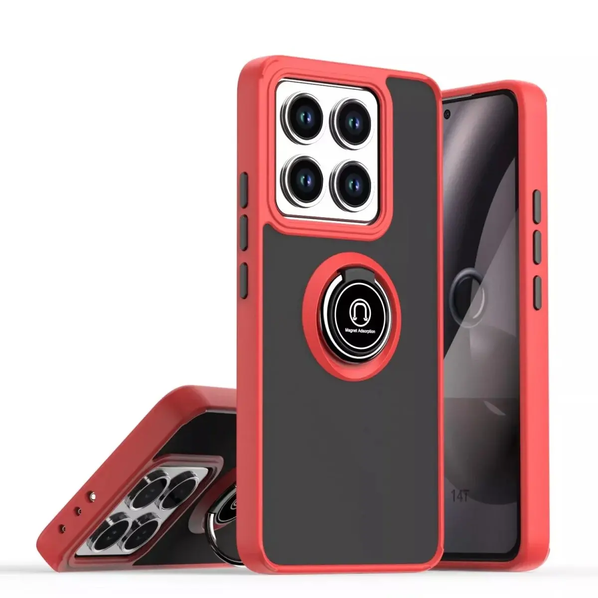 Xiaomi Mi 14t Montreal Yüzüklü Silikon Kapak - Kırmızı