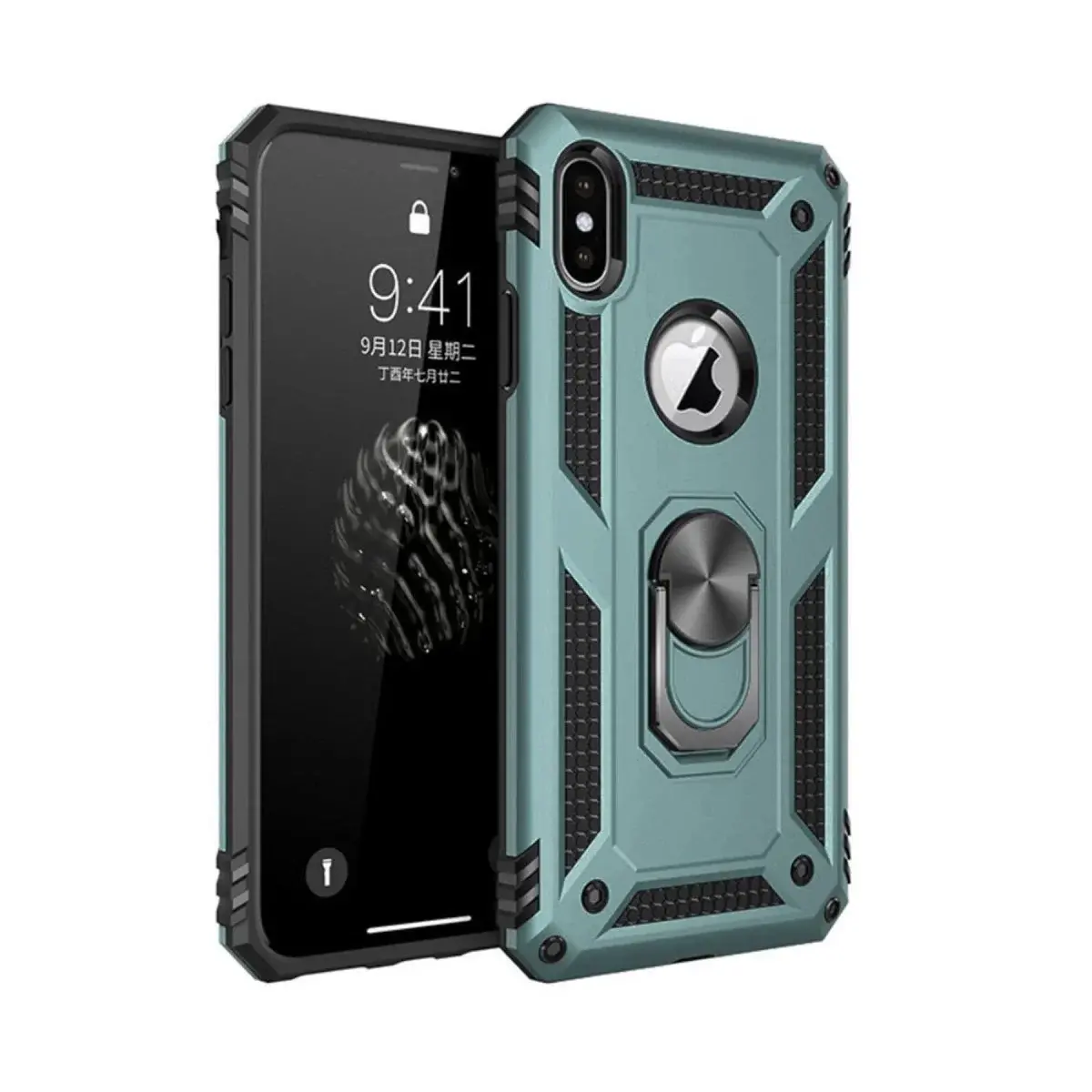 İphone Xs Max Kılıf Sofya Yüzüklü Silikon Kapak - Yeşil