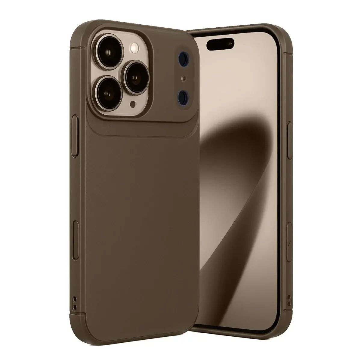 İphone 17 Pro Auto Focus Karbon Kapak - Kahverengi