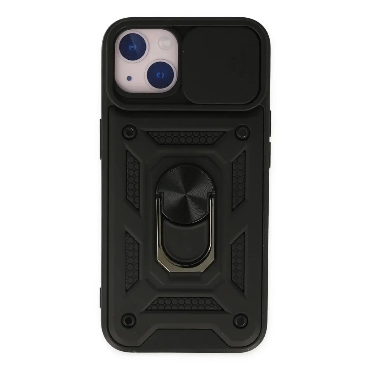 İphone 14 Kılıf Pars Lens Yüzüklü Silikon - Siyah