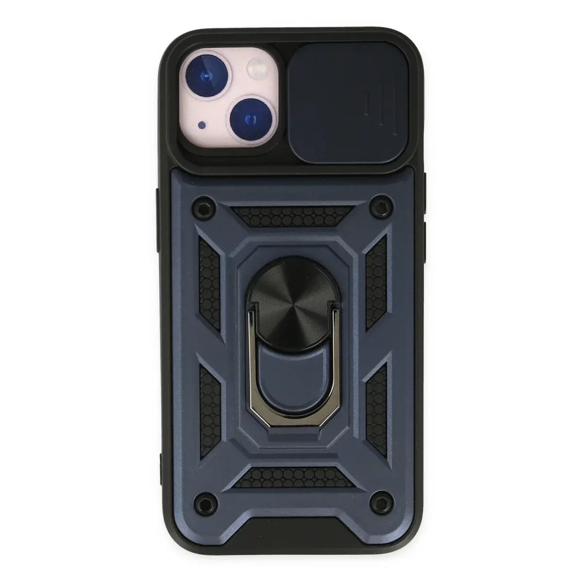 İphone 14 Kılıf Pars Lens Yüzüklü Silikon - Lacivert