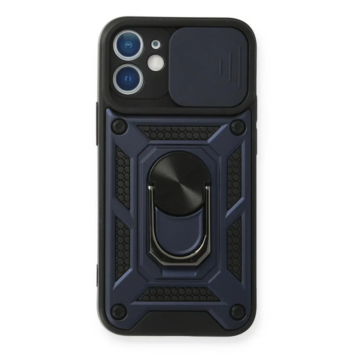 İphone 12 Mini Kılıf Pars Lens Yüzüklü Silikon - Lacivert
