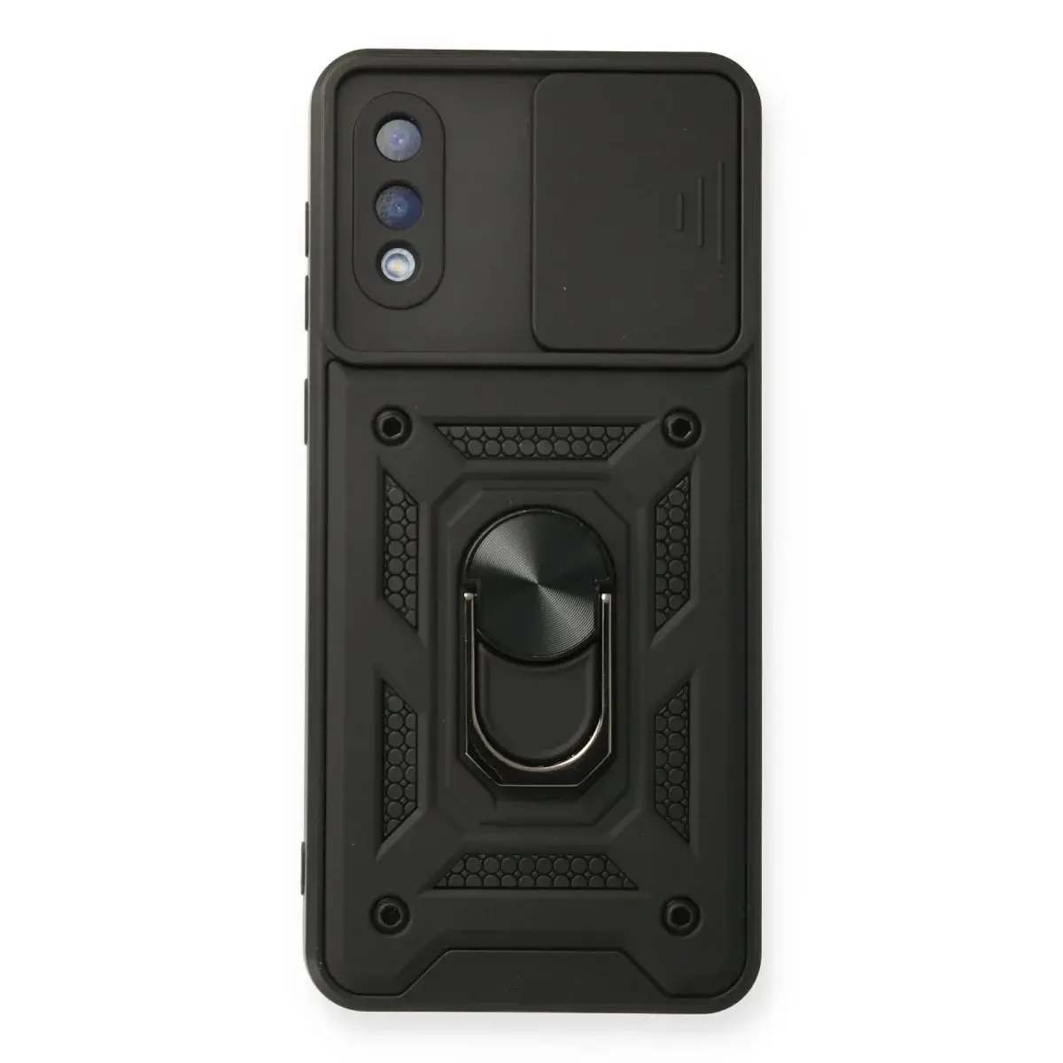 Samsung Galaxy A02 Kılıf Pars Lens Yüzüklü Silikon - Siyah