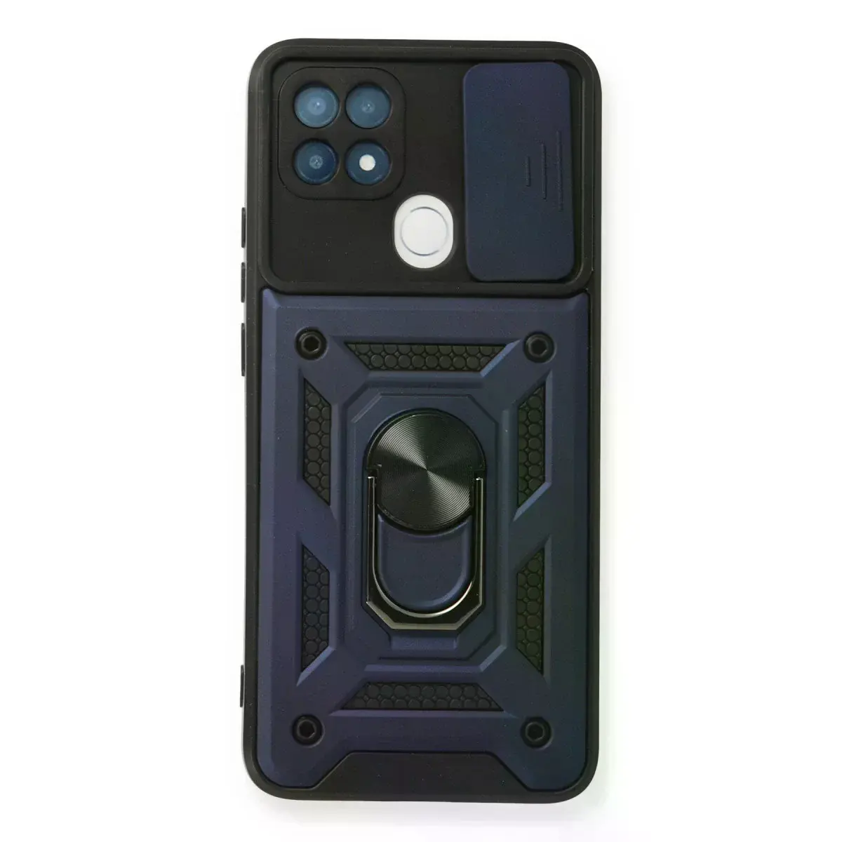 Oppo A15 Kılıf Pars Lens Yüzüklü Silikon - Lacivert