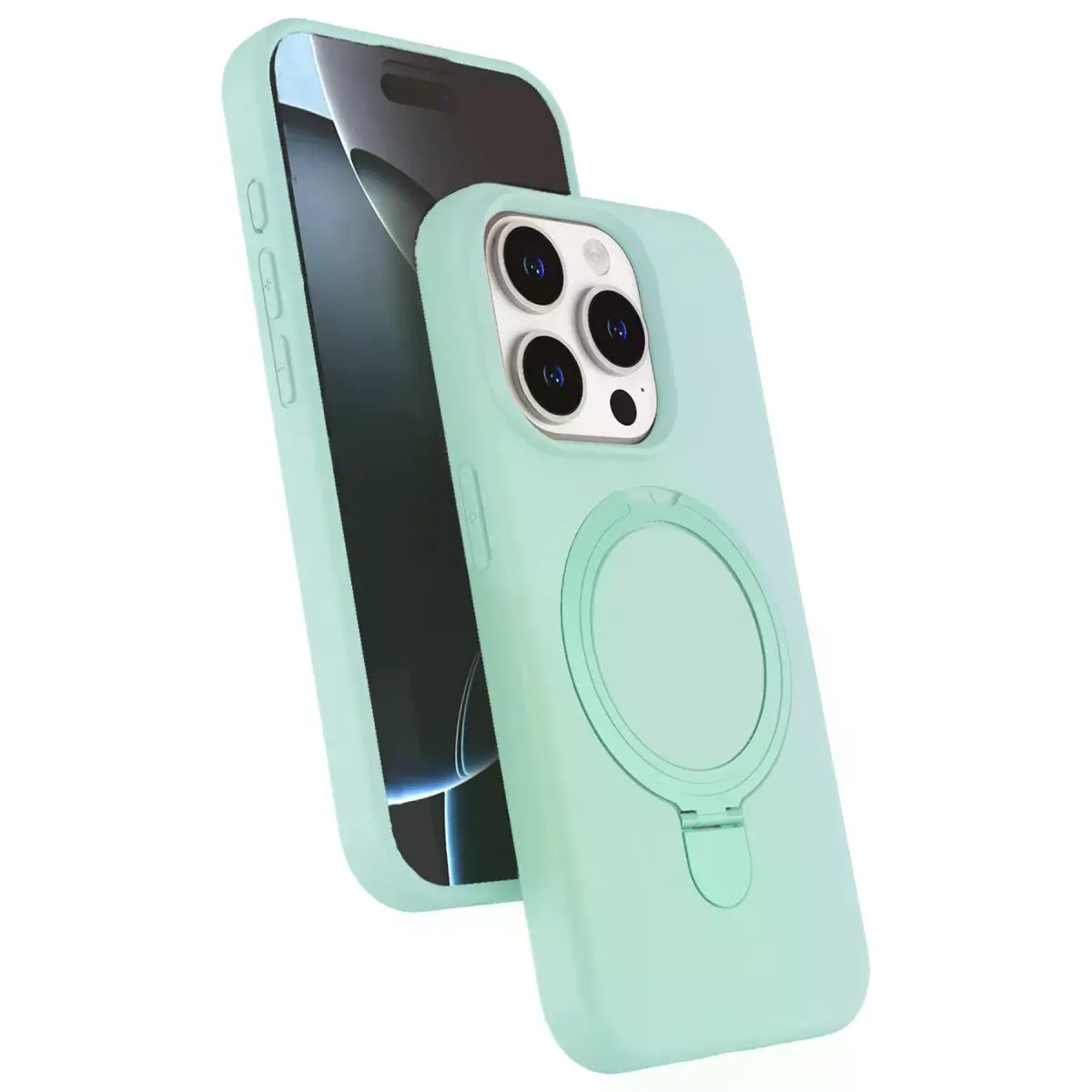 İphone 15 Pro Max Regal Magsafe Standlı Kapak - Su Yeşili